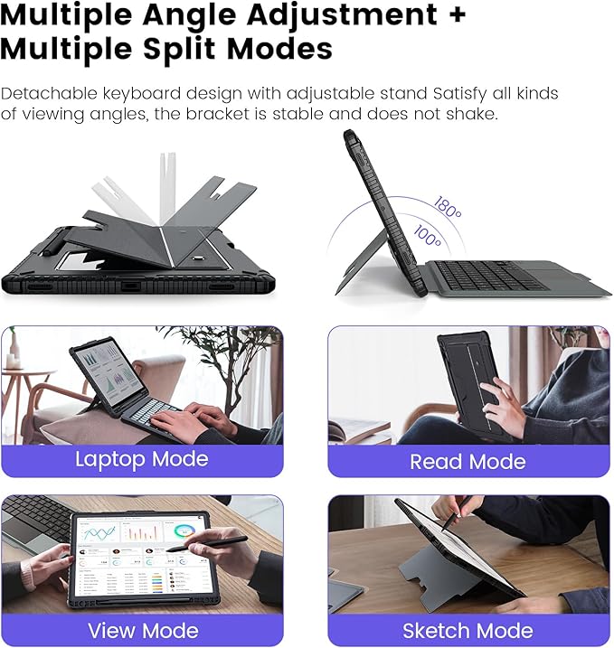 Nillkin for Samsung Galaxy Tab S9+ Plus Detachable Keyboard Case with 7 Backlit, Kickstand, Trackpad, S Pen Holder, for Samsung Tablet S10 Plus Keyboard (for Galaxy Tab S10 Plus - 12.4 inch)