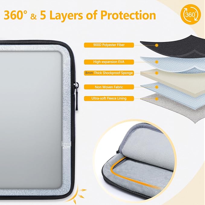 HYZUO 15-16 Inch Laptop Sleeve Bag Set for MacBook Pro 16 M4/M3/M2/M1 Pro/Max, 15" Surface Book, Notebook Case for 15" 15.6" HP Dell Lenovo ThinkBook Asus Acer Samsung Huawei, Black