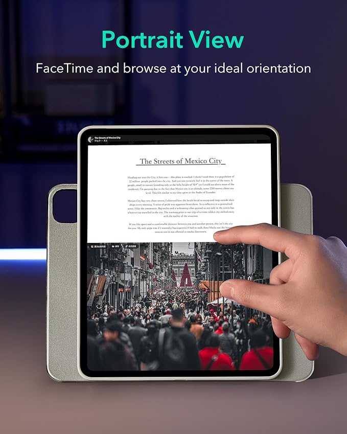 ESR for iPad Pro 13 Inch Case M4(2024), iPad Pro 13 Rotating Case with Removable Magnetic Cover, Adjustable Portrait/Landscape Stand with Raised Screen View, 9 Standing Angles, Shift Series, Titanium