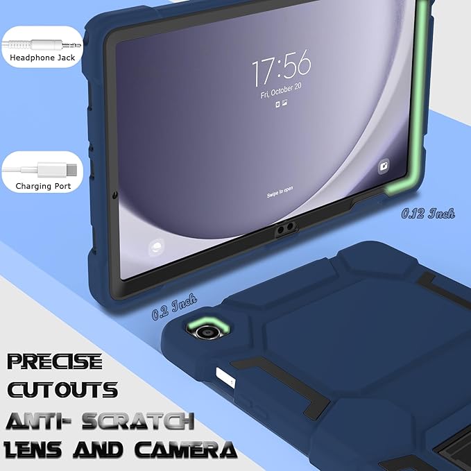 Rugged Case for Samsung Galaxy Tab A9+/ A9 Plus Case 11 inch 2023 - Heavy Duty Shockproof Protective Cover with Kickstand - for Samsung Galaxy Tab A9+ Plus (SM-X210/X216/X218), NavyBlue+Black