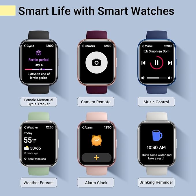 Smartwatch for Women/Men, Compatible with Android & iPhone, 1.8'' Fitness Tracker Watch with Alexa, Call & Notification Alerts, Heart Rate & Sleep Monitor, 120 Sports Modes, Waterproof Smart Watch