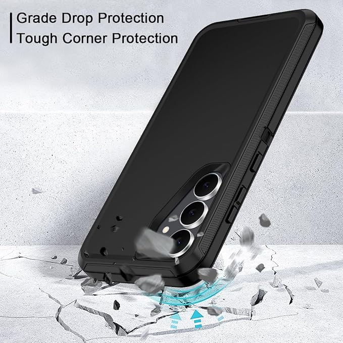 for Samsung Galaxy S25 FE Case Heavy Duty Protective Shockproof Dropproof 3-Layer Full Body Protection [Without Screen Protector] Tough Rugged Case for Galaxy S25 FE,Black