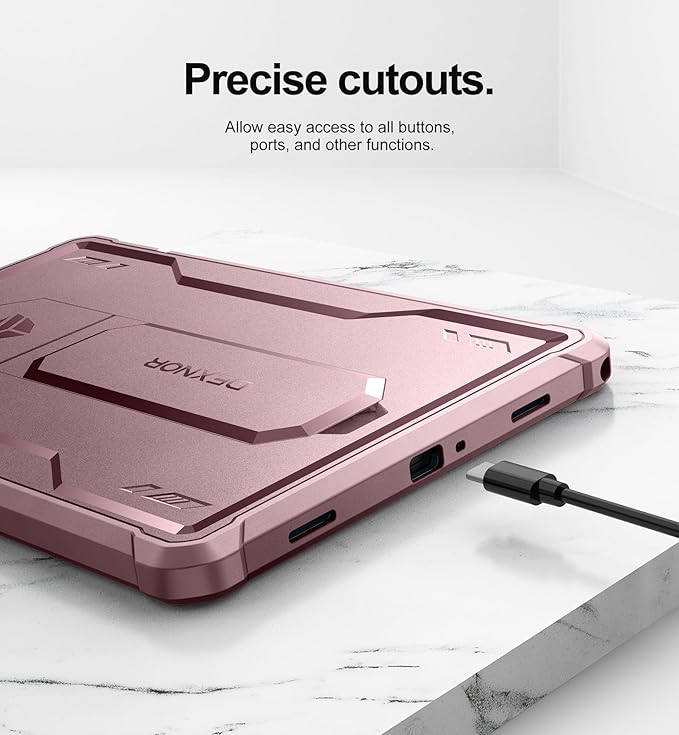 Dexnor Case for Samsung Galaxy Tab A9 Plus 2023, [Built-in Screen Protector & Kickstand] Heavy Duty Shockproof Full Body Protective Tablet Cover for Galaxy Tab A9+ 11 Inch, Pink