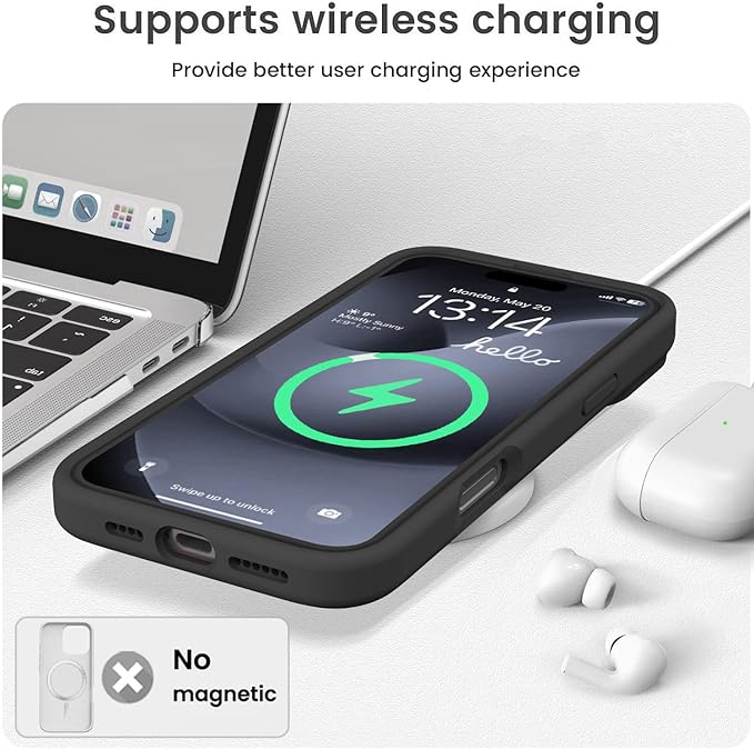 Vooii Compatible with iPhone 16 Pro Max Case, Liquid Silicone Upgrade [Camera Protection] [Soft Anti-Scratch Microfiber Lining] Shockproof Phone Case for iPhone 16 Pro Max 6.9 inch - Black