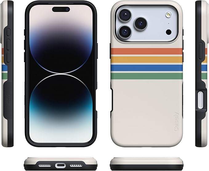 Casely iPhone 17 Pro Case | Totally Groovy | Rainbow Stripes Color Block | Compatible with MagSafe | Bold Protective Design