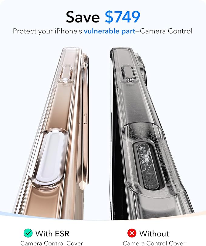 ESR for iPhone 16 Pro Max Case, Camera Control Button Compatible with MagSafe, Military-Grade Protective Case for iPhone 16 Pro Max,Built-in Stash Stand Phone Case, Scratch-Resistant Back Cover, Clear