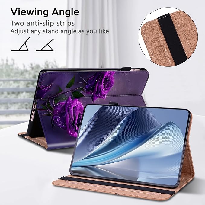 ALILANG Case for Lenovo Tab M9 9 inch Case 2023 (TB-310FU) with Stylus, Shockproof Folding Stand Cover for Lenovo Tab M9 Case-Purple Rose