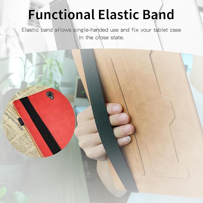 Case for Samsung Galaxy Tab A 10.5 2018 Model SM-T590/T595/T597 Bussiness Premium Slim PU Leather Stand Folding Folio Cover with Card Slot Pen Holder-Red