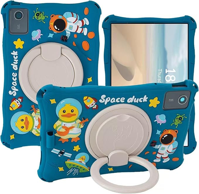 Tablet Case for Lenovo Tab M11 TB330FU 11"/Lenovo Pad 2024 TB331FC,Soft Anti-Stress Silicone Case with Rotate Stand/Pencil Holder/Shoulder Strap/Pen for Lenovo Tab M11 11 inch (Sea Blue)