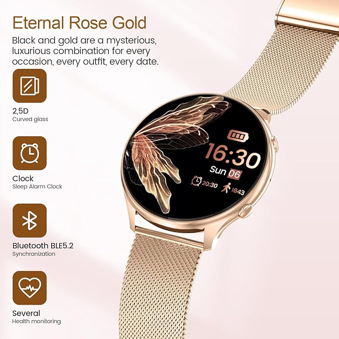 Smart Watches for Women with Menstrual Cycle Tracker, 1.39” HD Smart Watch, Heart Rate/Sleep Monitor, IP67 Waterproof, Women’s Watch Fitness Tracker Compatible with iOS Android