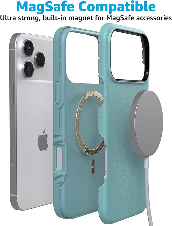 Casely iPhone 17 Pro Case | Aquamarine | Ocean Blue Shimmer | Compatible with MagSafe | Bold Protective Design