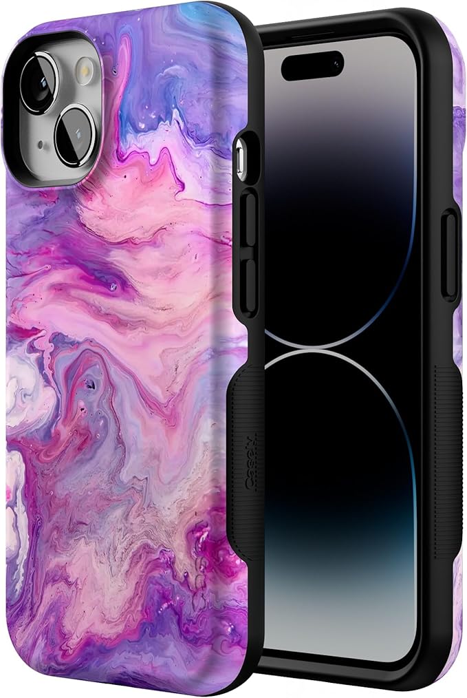 Casely iPhone 14 Case | Tie Dying Over You Purple Marble | Compatible with MagSafe | Bold Protective Design