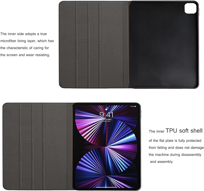 for Ipad Pro 11-inch 4th/3rd/2nd/1st Gen Case 2022/2021/2020/2018 Genuine Leather Cover Protective Shell,Auto Wake/Sleep.Classic Black