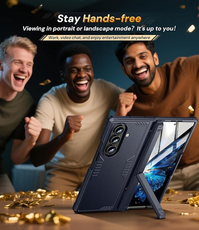 for Samsung Galaxy Z-Fold-7 Case: Dual-Stand & Rugged Hinge Protection & HD Screen Protector [Anti-Fingerprint & Anti-Slip] Durable Shockproof Cover for Z Fold7 5G 2025(Blue)