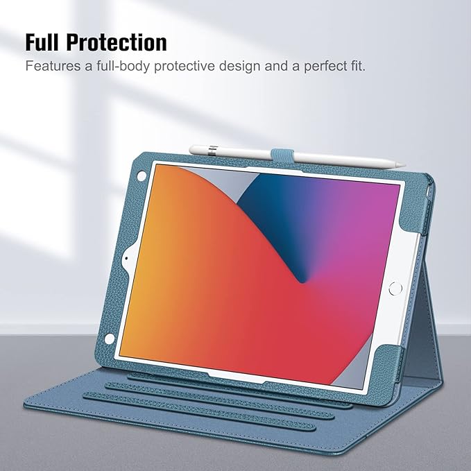 Fintie Case for iPad 9th / 8th / 7th Generation (2021/2020/2019) 10.2 Inch - [Corner Protection] Multi-Angle Viewing Stand Cover with Pocket & Pencil Holder, Auto Sleep Wake, Ocean Blue