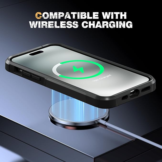 Diaclara Designed for iPhone 15 Plus Case, [with Privacy Screen Protector] [Anti Spy] [Military Grade Drop Protection] Heavy Duty Full-Body Shockproof Phone Case, Black