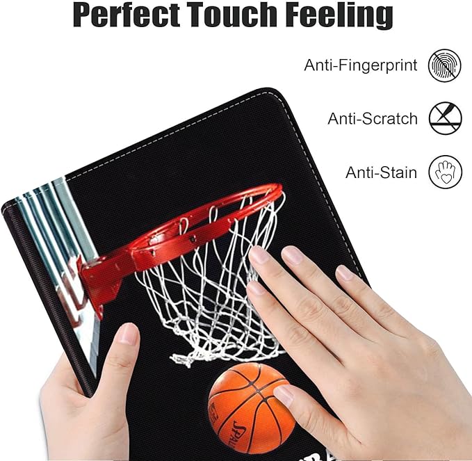 Case for Samsung Galaxy Tab A7 10.4 inch 2022/2020 (SM-T500/T503/T505/T507/T509), Premium PU Leather Stand Folio Cover with Auto Sleep/Wake, Basketball Never Stops