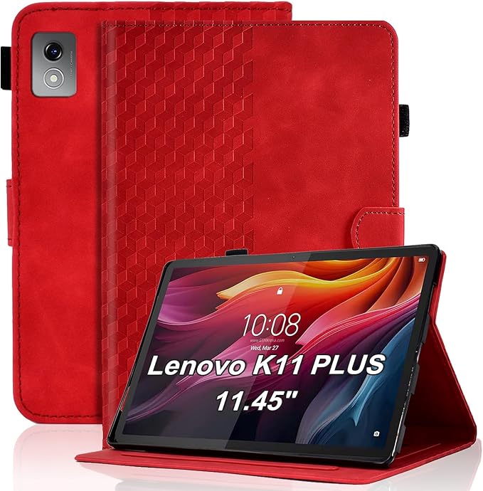 Case for Lenovo Tab K11 Plus 11.45 Inch (Model TB352FU) 2024 Magnetic PU Leather Folio Cover Card Holder Multi-Angle Lenovo Tab K11 Plus,Red
