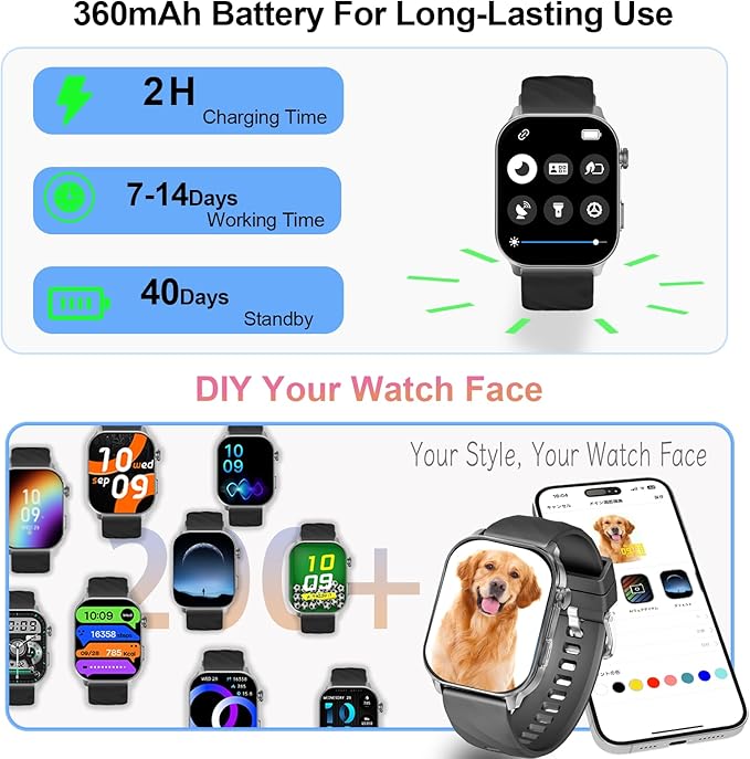 Smart Watch for Men(Answer/Make Calls),Built-in GPS,2.1" Touch Screen Fitness Tracker, Heart Rate/Sleep/SpO2 Monitor, Pedometer,110+ Sport Mode Smartwatch for Android Phone, A2