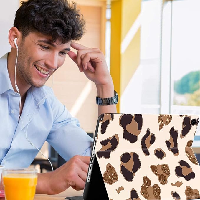 Case for Samsung Galaxy Tab A9 Plus 11 inch 2023，Slim Fit Foldable Standing Cover Case with Auto Sleep/Wake for Galaxy Tab A9+ 11’2023 (SM-X210/X216/X218)，Golden Leopard Print