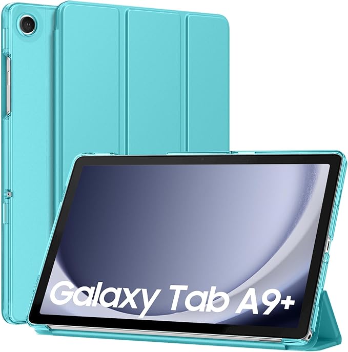 MoKo Case for Galaxy Tab A9+/A9 Plus 11 inch 2023, Slim Stand Protective Smart Cover with Hard PC Translucent Back Shell for Tab A9 Plus Tablet (SM-X210/X216/X218), Auto Wake/Sleep, Azure