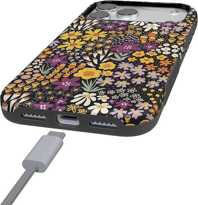 Casely iPhone 17 Pro Case | Falling for You | Plum Floral | Compatible with MagSafe | Bold Protective Design
