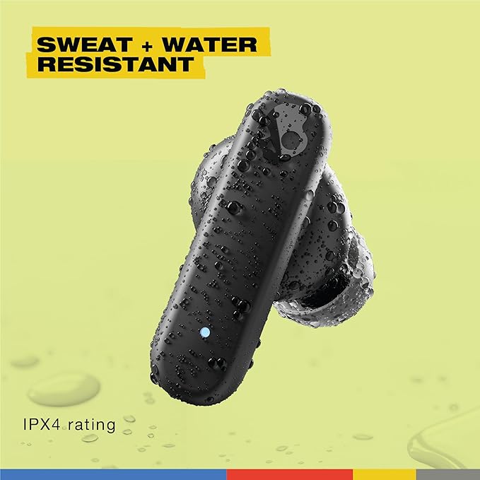 Skullcandy Smokin’ Buds Wireless Earbuds, Bluetooth Headphones, Noise Isolating Fit, Up to 20 Hours Battery, IPX4 Sweat and Water Resistant, Microphone for iPhone Android - True Black