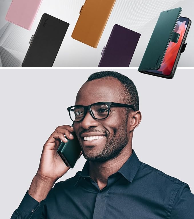 Wallet Flip Case for Moto G Play (2024) - [RFID Blocking] Luxury PU Leather Card Holder Magnetic Phone Cover with Kickstand,Shockproof Protective Case,Green