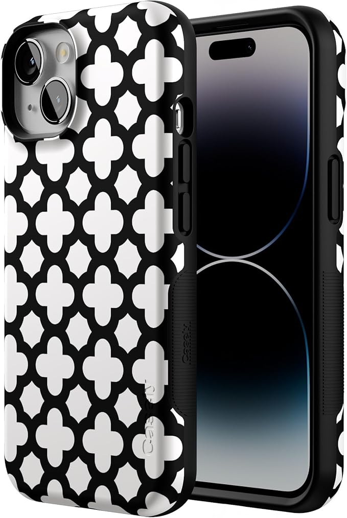 Casely iPhone 14 Case | Lattice Tile | High Contrast Design | Compatible with MagSafe | Bold Protective Design