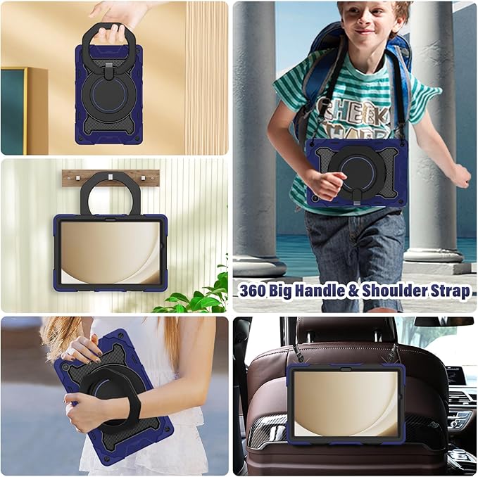 ROISKIN Case for Galaxy Tab A9 Plus 5G/ A9+ 11 Inch with HD Screen Protector & Shoulder Strap,Heavy Duty Military Case for Samsung Galaxy A9 Plus SM-X210/X216/X218 - Rotating Stand for Kids