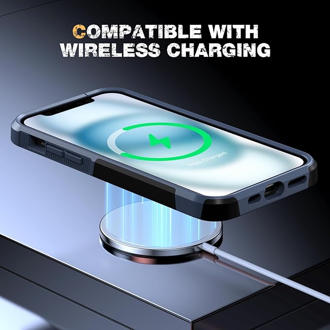 Diaclara Designed for iPhone 15Case, [with Privacy Screen Protector] [Anti Spy] [Military Grade Drop Protection] Heavy Duty Full-Body Shockproof Phone Case, Dark Blue