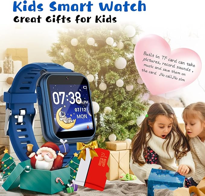 Retysaz Kids Smart Watch,24 Game Smart Watch for Kids, Smartwatches for Children 3-14 Ideal Great Present to Girls Boys (Blue)
