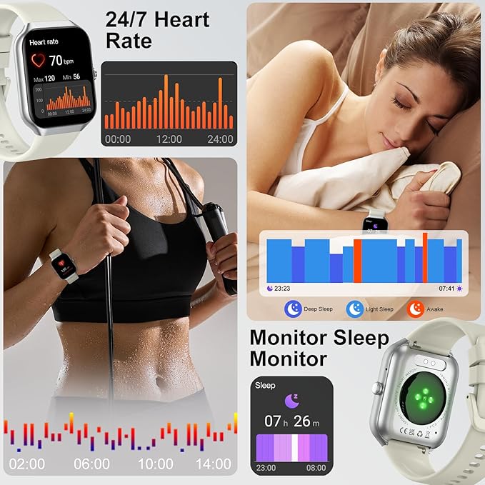 Smart Watches for Women(Answer/Make Call), 1.96"HD New Smartwatch with Heart Rate/Sleep Monitor/Pedometer/Calories, 113+ Sports Modes,2025 Activity Fitness Watch IP68 Waterproof for Android iOS Beige