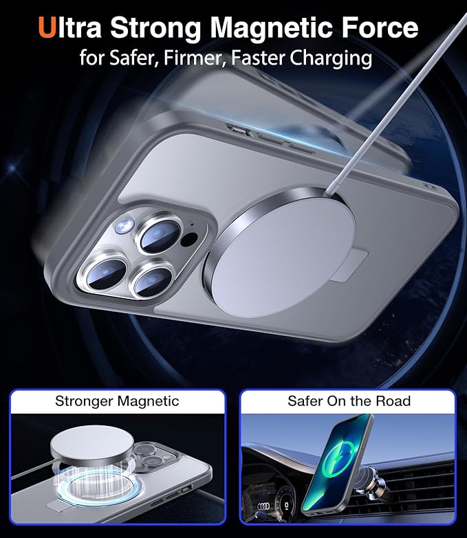 3-in-1 [Magnetic+Kickstand+Ring Holder] for iPhone 13 Pro Max Case Stand Ring Holder Compatible with MagSafe, Military Shockproof Protective iPhone 13 Pro Max Phone Case Kickstand Cover