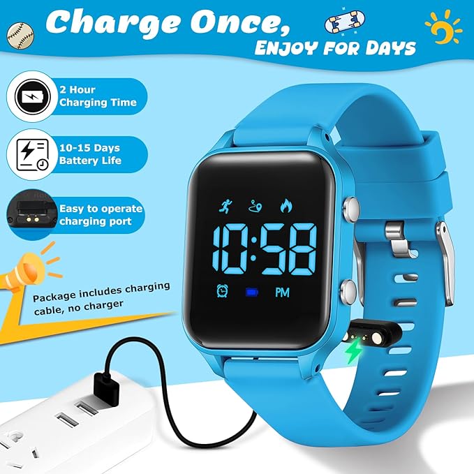 Kids Digital Watches for Boys Girls, Sports Watch with Fitness Tracker, Pedometer, Alarm Clocks, Stopwatch, No App Needed Waterproof Kids Watch, Gift for Teens Student Girls Boys Ages 5-14
