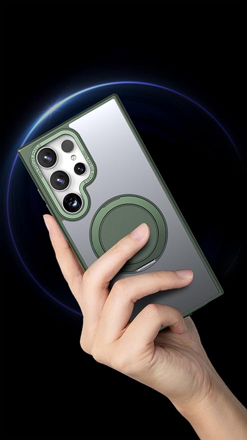 Magnetic Stand Case for Samsung Galaxy S22 Ultra/S23 Ultra [with 2 Screen Protectors] [360° Rotation Magnetic Stand] [Compatible with Magsafe] Military-Grade Drop Protection Case, Green