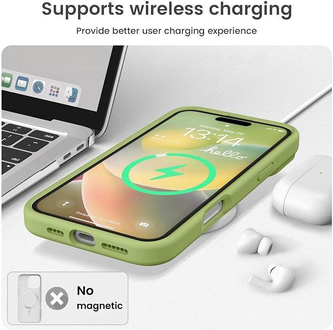 Vooii Compatible with iPhone 16 Case, Liquid Silicone Upgrade [Camera Protection] [Soft Anti-Scratch Microfiber Lining] Shockproof Phone Case for iPhone 16 6.1 inch - Cedar Green