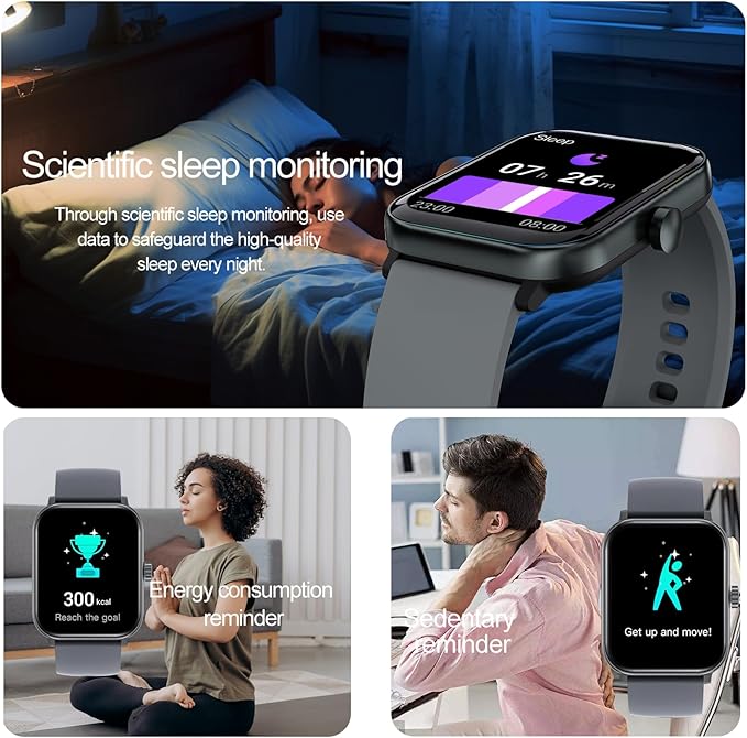 Smart Watches for Women,Fitness Tracker of Android Smart Watch,Heart Rate/Blood Oxygen/Sleep Monitoring,IP68 Waterproof Smartwatch for iPhone Samsung,Men's Smart Watch with Make/Answer Call