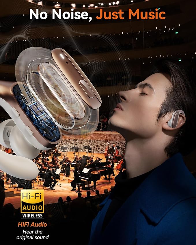 Wireless Earbuds, Sports Bluetooth 5.4 Headphones, Ear Buds with ENC Noise Canceling Mic, 80Hr Playtime Earphones, Palm-Sized, LED Power Display, IPX7 Waterproof Headset for Workout Running, Rosegold