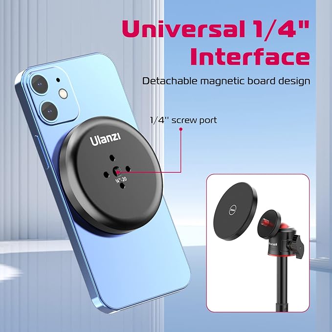 ULANZI Magnetic Cell Phone Tripod Compatible with MagSafe, Mini Extendable Selfie Stick 360° Ball Head Tripod Stand Handle Grip for iPhone 17 16 15 14 13 12