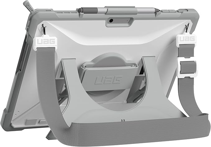 URBAN ARMOR GEAR UAG Designed for Microsoft Surface Pro 11/10/9 Case Plasma Healthcare White/Gray Dropproof Rugged Protective Cover with Multi-angle Built-in Kickstand Pen Holder Hand & Shoulder Strap