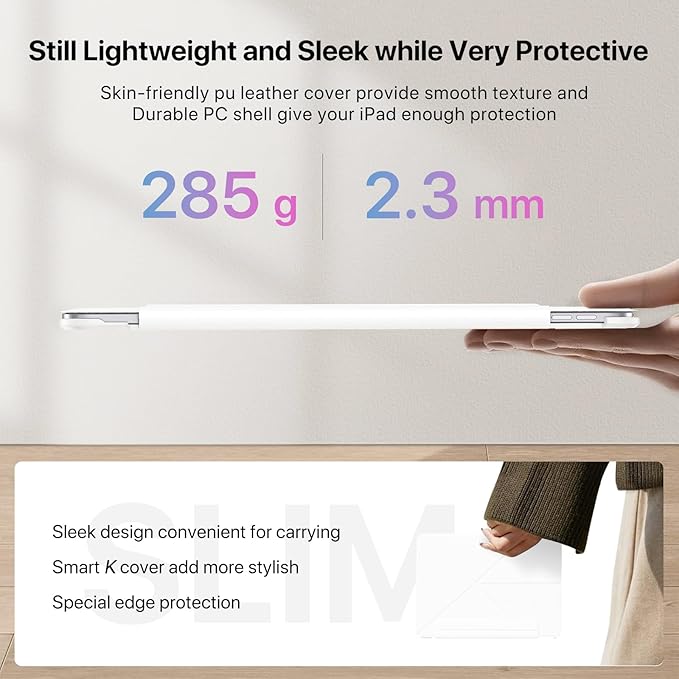 for iPad Pro 11 Inch Case M4 2024, Slim Powerful Magnetic Attachment Full Corner Protective iPad Case with Auto Wake/Sleep and Hidden Pencil Holder (Ivory White, iPad pro 11 inch)