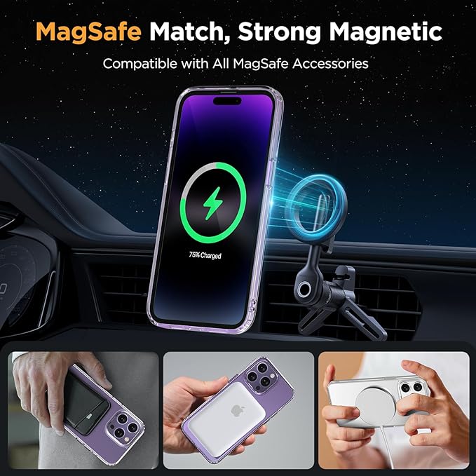 Miracase Magnetic for iPhone 14 Pro Max Case 6.7 inch (Compatible with MagSafe)（with 2X Screen Protectors） Military-Grade Protection, Anti-Fingerprint Translucent Matte Phone Case Cover, Clear