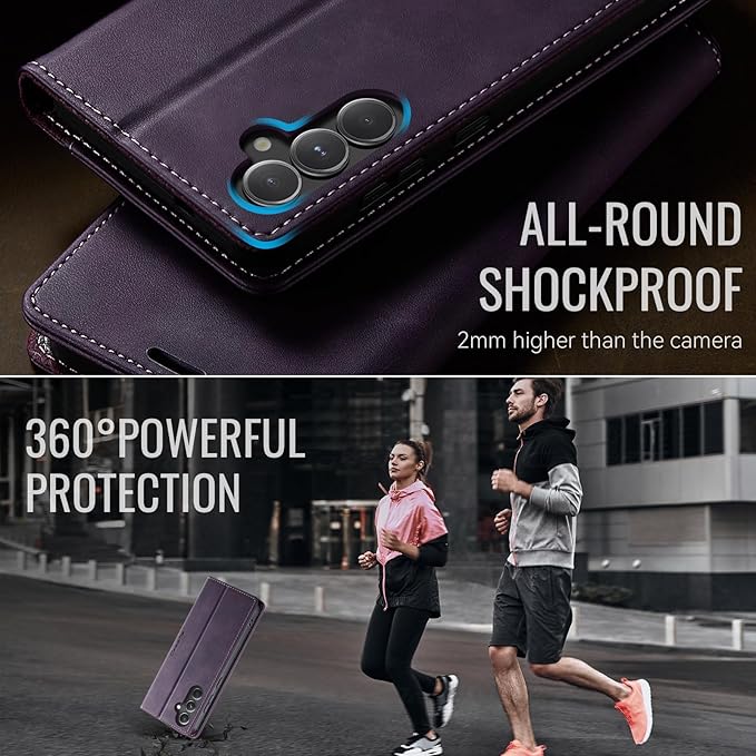 Wallet Case for Samsung Galaxy S23 FE Leather Wallet Flip Cover with Card Holder, Kickstand, Magnetic Closure, RFID Blocking TPU Shockproof Phone Case Compatible with Galaxy S23FE, Purple