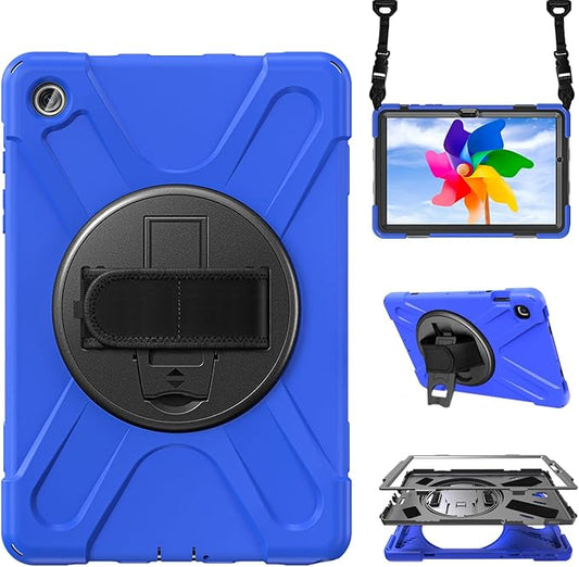 Shockproof Case for Samsung Galaxy Tab A9+/A9 Plus 11'' 2023 (SM-X210/X216/X218),Portable Heavy Duty Tablet Cover with 360 Rotating Stand Handle Strap & Shoulder Belt Carrying Case (New Blue)