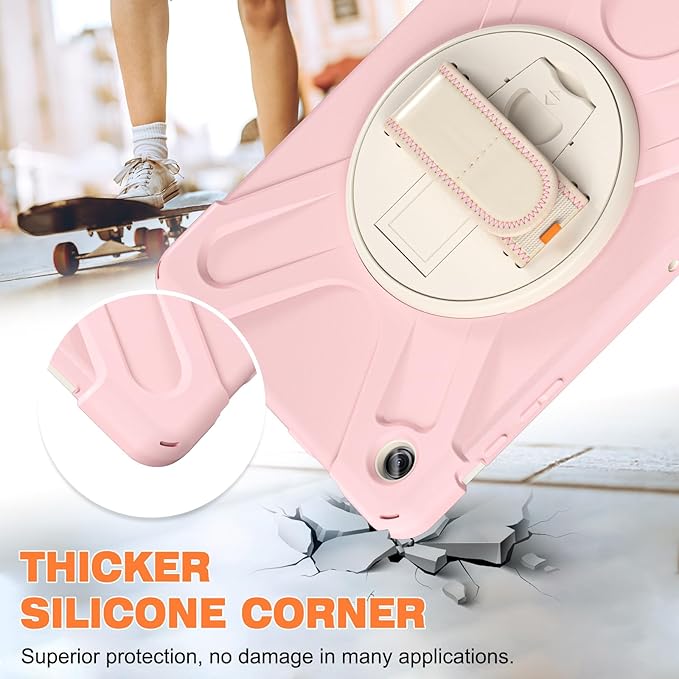 TSQQST Case for Samsung Galaxy Tab A9+ Plus 11 Inch SM-X210/X216/X218 2023 for Kids Girls | Full Body Protective Case Cover with Screen Protector+Stand+ Strap for Galaxy Tab A9+ Plus Tablet -Pink