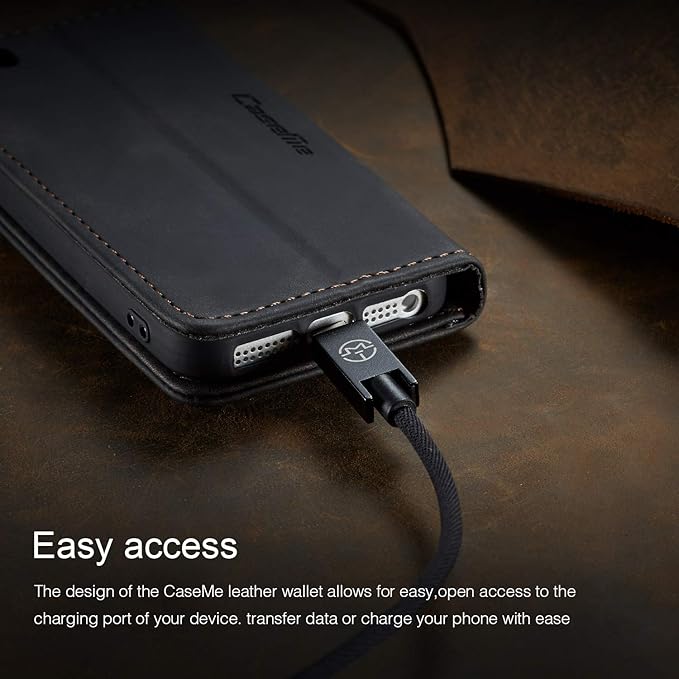 for iPhone 5 / iPhone 5S / iPhone SE (2016) Case, Flip Wallet Leather Case with Card Holder Magnetic Closure Shockproof Kickstand Protective Phone Cases Cover for iPhone 5S,Black