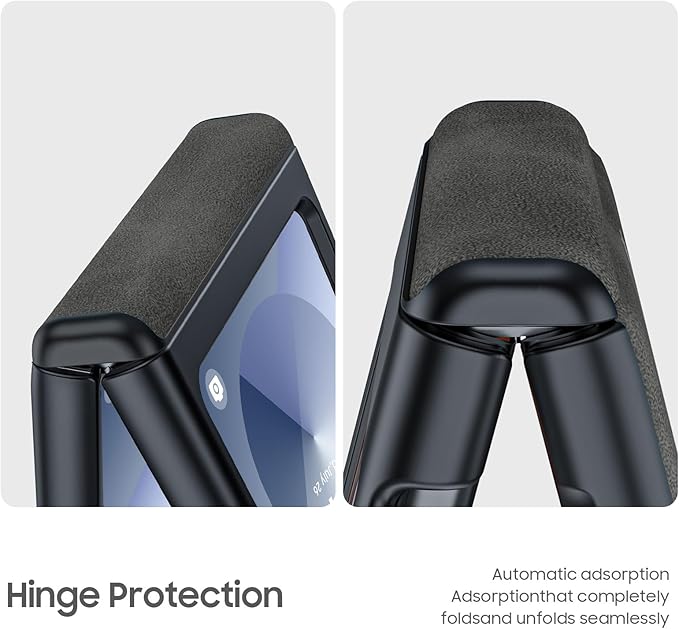 for Samsung Galaxy Z Flip 6 Case/Z Flip 7 FE Case with Hinge Protection & Built-in Screen Protector, Ultra Thin Leather Shockproof Cover Phone Case for Galaxy Z Flip 6/Z Flip 7 FE-Black Gary