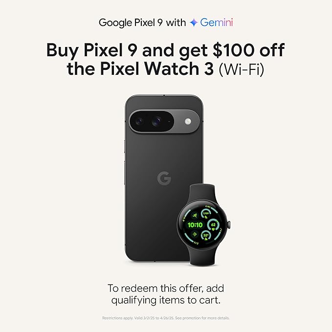 Google Pixel Watch 3 (41mm) Latest Model - Android Smartwatch, Heart Rate Tracking, Fitbit Advanced Running, Fitness Insights, 24-Hour Battery - Matte Black Aluminum Case - Obsidian Band - Wi-Fi