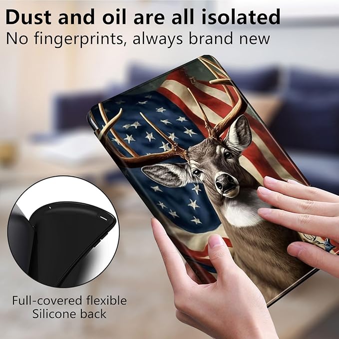 Case for Lenovo Tab P11 Plus Case 2021 (TB-J616F / J616X), 360 Degree Rotating Folding Stand,with Auto Sleep/Wake Case for Lenovo Tab P11 11” 2020 (TB-J606F TB-J606X),American Flag Deers